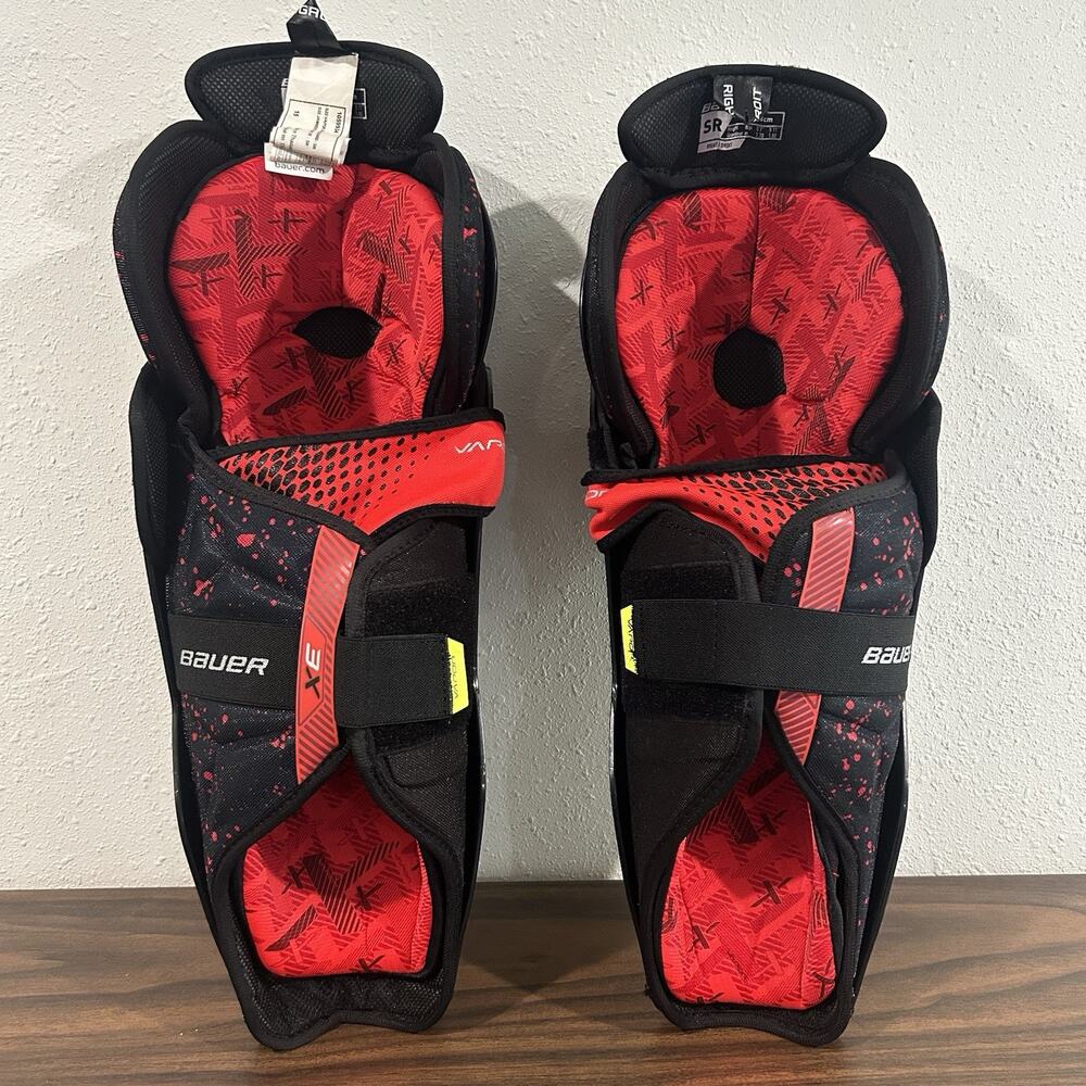 Bauer Vapor XE Shin Guards Senior Size 15 SR 15” Hockey Leg Protection Black Red - Picture 6 of 13